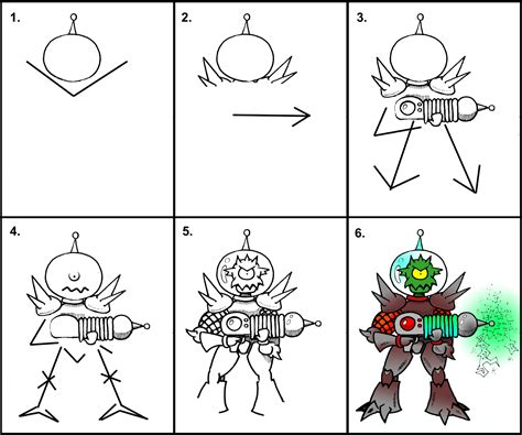DARYL HOBSON ARTWORK: How To Draw An Alien: Step By Step ...