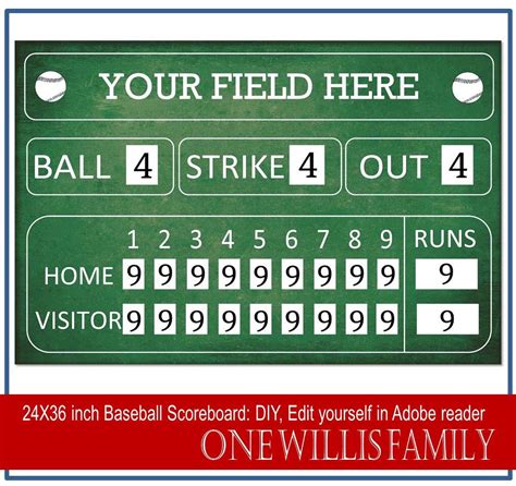 Diy Baseball Scoreboard Baseball Birthday Party Decoration Scoreboard