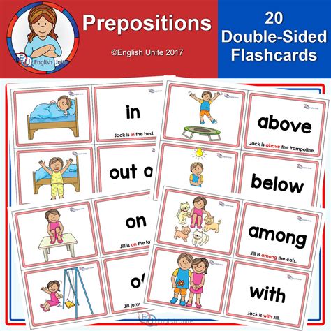 Prepositions Flash Cards Flashcards Prepositions Cards