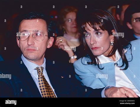 Italian Politician Gianfranco Fini And His Wife Daniela Di Sotto Rome