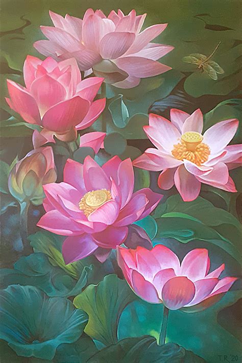 Painting Oil Original Art By Tatiana Rezvaya Lotuses Lotus Flower