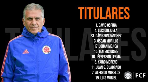 La selección de colombia fue uno de los 12 equipos participantes en la copa américa 2001, torneo que se llevó a cabo entre el 11 y el 29 de julio de 2001 en colombia, siendo la primera vez que se organizaba el evento en el país, que también se coronarían campeones de manera invicta. Probable alineación de Colombia vs. Argelia | Capsulas de ...