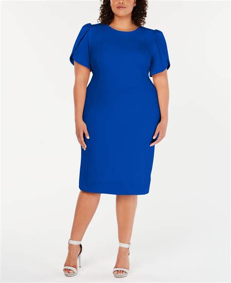 calvin klein plus size puff sleeve sheath dress and reviews dresses women macy s dresses