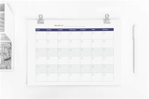 Blank Monthly Calendar Printable Landscape Minimalist Etsy Canada