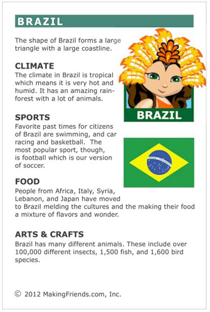 Facts About Brazil Brazil Facts World Thinking Day Country Studies