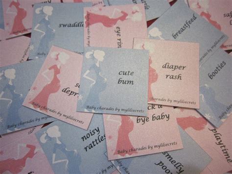 Charades Baby Shower Game Digital Printables Pink Instant Etsy
