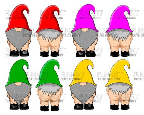 Naked Gnomes Clipart Bundle Png Files Funny Gnome Designs Png Etsy