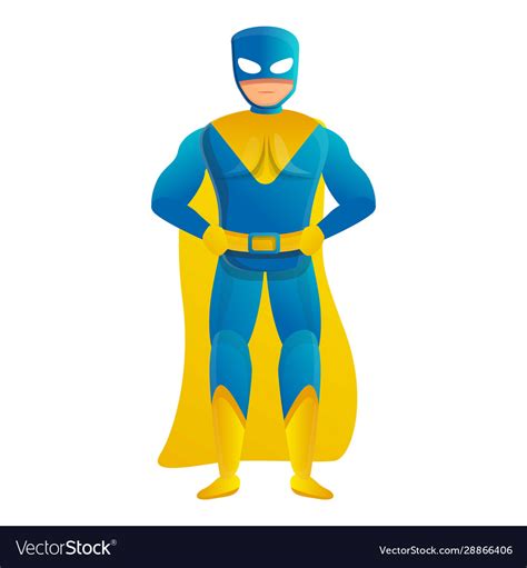 Blue Yellow Superhero Icon Cartoon Style Vector Image