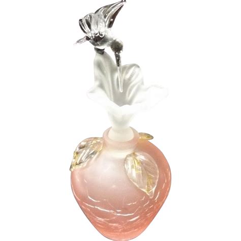Pink Satin Crackle Glass Perfume With Hummingbird Stopper Perfume