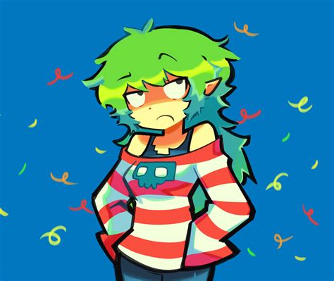 green haired girl is not impressed by kandyoki on newgrounds