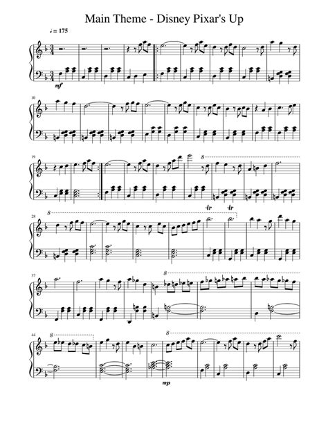 Maintheme Disneypixarsup Sheet Music For Piano Solo Download