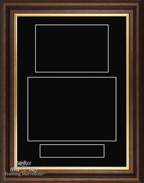 12x9 Mahogany Effect Gold Trim Black Portrait Display Box Frame