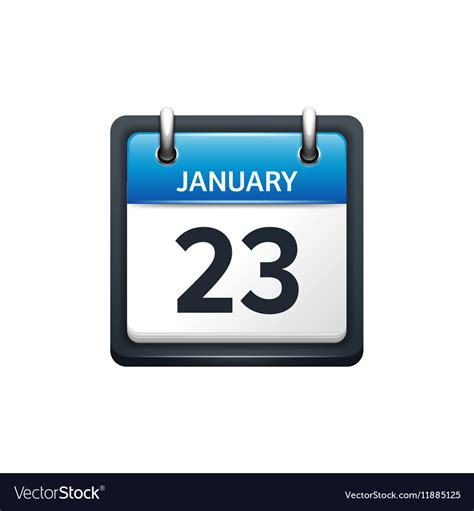 January 23 Calendar Icon Flat Royalty Free Vector Image