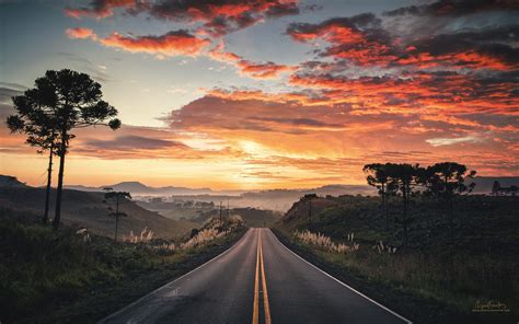 7680x2160 Hd Road View With Sunset 7680x2160 Resolution Wallpaper Hd