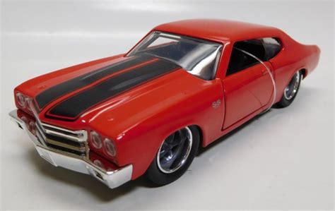 1 32 JADA FAST FURIOUS DOM S CHEVY CHEVELLE SS RED RR PULL BACK