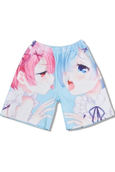 Ahegao Comic Character Print Elastic Waist Cotton Summer Beach Swim