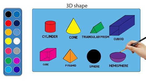 3d Shapes Drawing Coloring And Painting Learn Colors For Kids