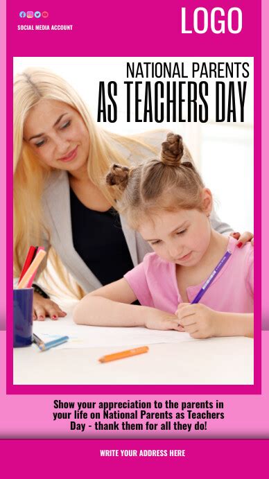 National Parents As Teachers Day Awareness Template Postermywall