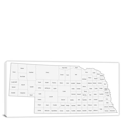 Nebraska Counties Map 2022 Canvas Wrap
