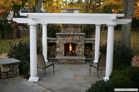 Pergola Fireplace With Overhead Structure Outdoor Fireplace Gorgeous