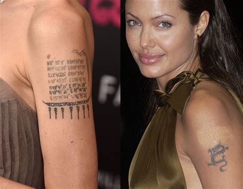 Angelina Jolies Tattoos And The Sweet Meanings Behind Them Hello