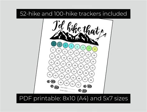 Hike Challenge Tracker Pdf Printable Download Id Hike That Color As