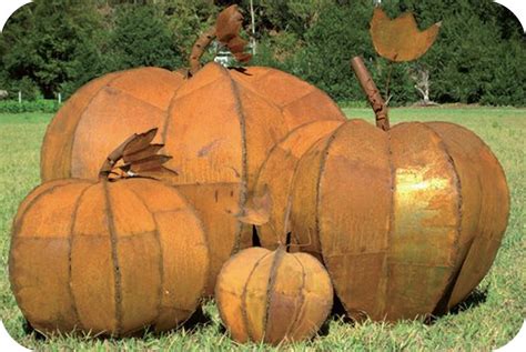 Metal Pumpkin Sculptures Halloween Garden Landscape