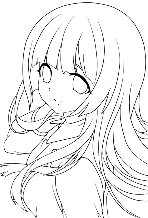 Cute Anime Girl Coloring Pages Transparent Anime Line