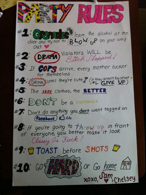 The Party Rules Birthday Pinterest Party Rules College And Random