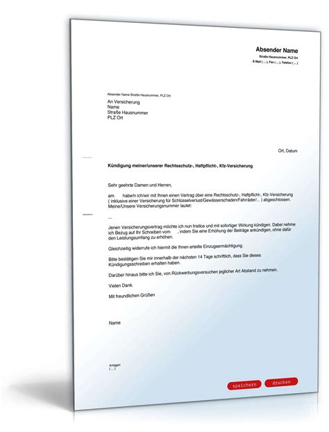 Speichere die a1 pdf kündigungsvorlage und drucke schnell und einfach dein fertiges kündigungsschreiben aus. Außerordentliche Kündigung Versicherung | Vorlage zum Download