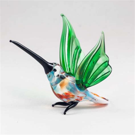 Hand Blown Art Glass Hummingbird Figurine Art Glass Bird Etsy