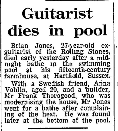 July 1969 Rolling Stones Hyde Park Gig Marred By Death Of Brian Jones