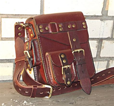 Steampunk Leather Shoulder Bag Leather Crossbody Bag Mens Etsy