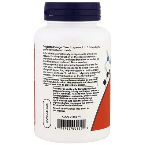 Now Foods, L-Tyrosine, Extra Strength, 750 mg, 90 Veg ...
