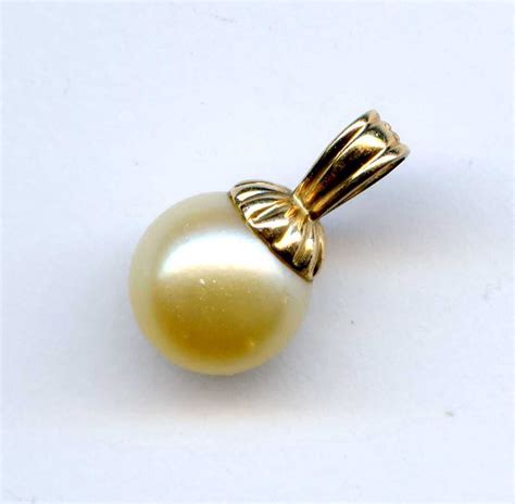 Vtg 14k Yellow Gold Genuine Pearl Pendant 7mm Cream Color 7grams
