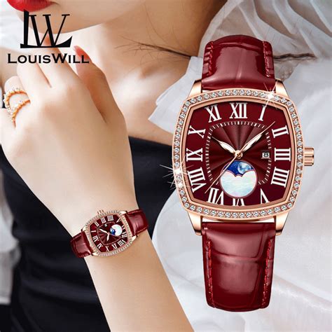louiswill women watch fashion quartz watch diamond watches leather strap watches 30m waterproof