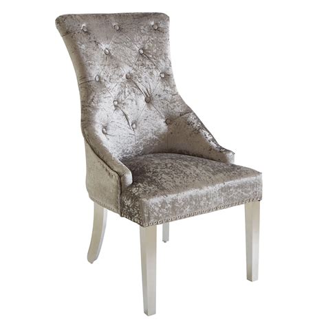 Shop with afterpay on eligible items. Louis Silver Fabric Dining Chair with Knocker and Chrome ...