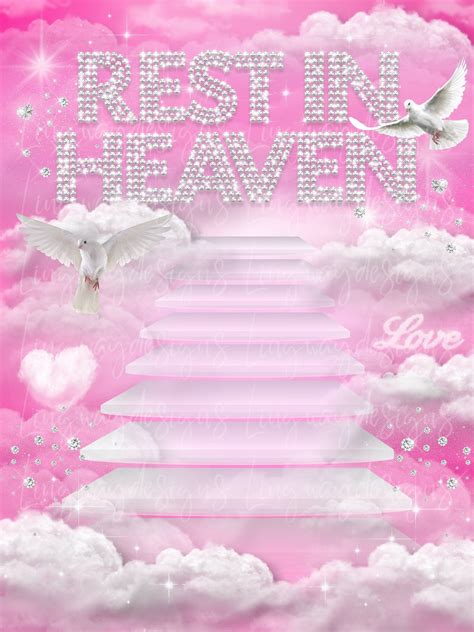 Pink Sky Shine Rest In Heaven Angel Memorial Instant Download Etsy In
