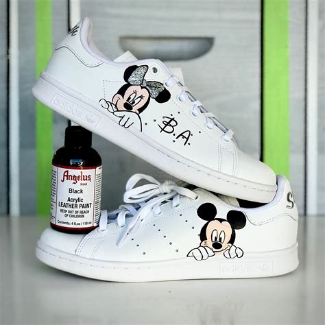 Mickey And Minnie Adidas Stan Smith Custom Zapatos De Lona Pintados