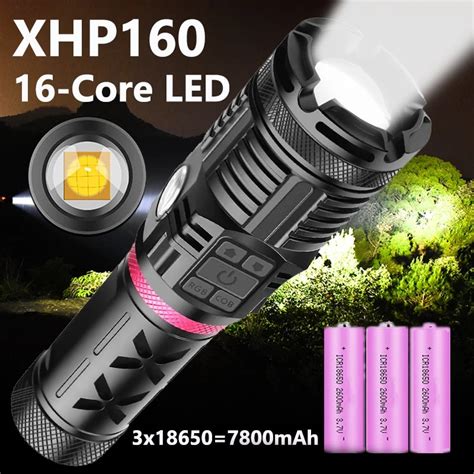 Xhp160 16 Core Powerful Led Flashlight Usb Rechargeable Zoom Lantern