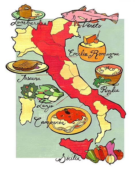 Italy Food Map A Taste Of Italy On Behance