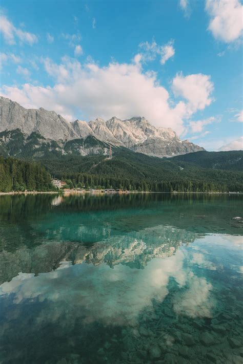 Zugspitze And Eibsee The Tallest Mountain And One Of The Most