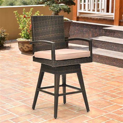 Wicker Swivel Bar Chair Backyard Furniture Patio Bar Stools Patio