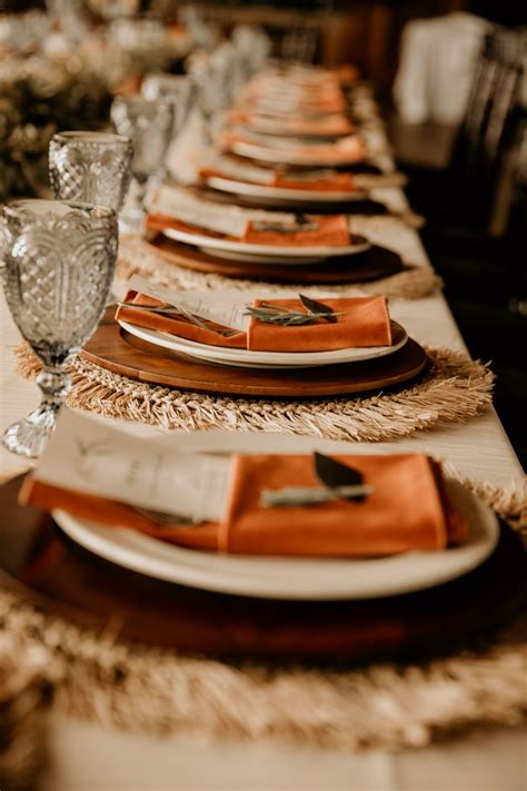 Kings Table Boho Setting | Orange wedding decorations, Orange wedding