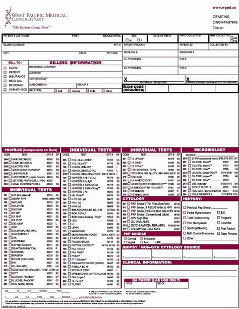 Printable Lab Requisition Form Template Customize And Print