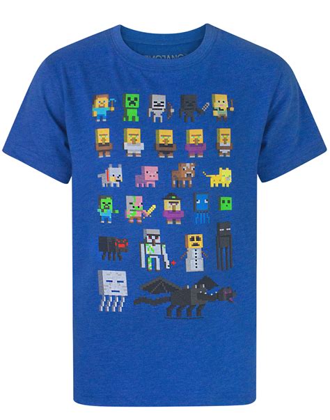 Minecraft Sprites Characters Boys Short Sleeve Blue T Shirt Ebay