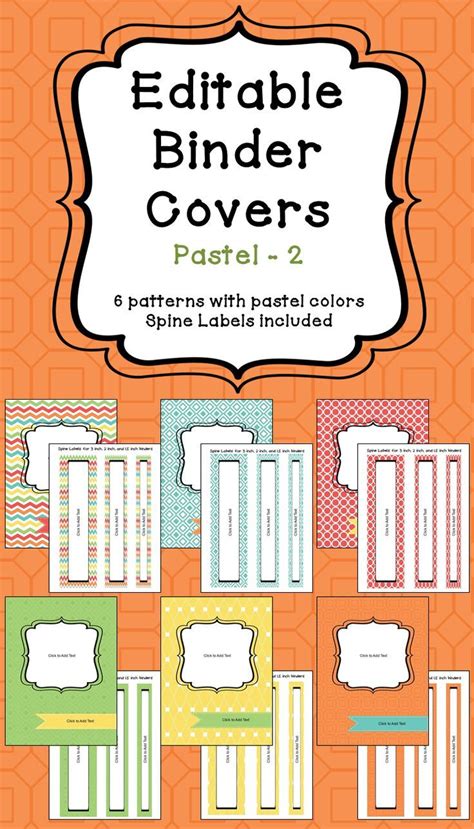 Editable Binder Covers And Spines Pastel 2 Editable Binder Covers