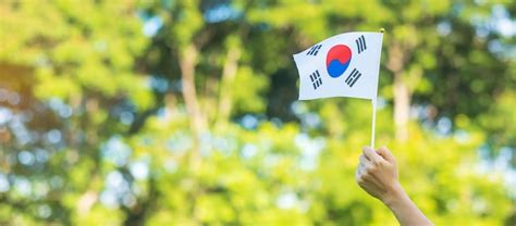 Premium Photo Hand Holding Korea Flag On Nature Background National