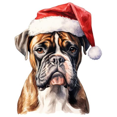 Premium Psd Boxer Dog Wearing A Santa Hat Ai Generated Image