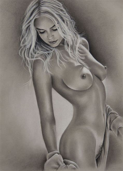 Charcoal Pencil Drawing Of Nude Woman Pin Up Girl X Framed The Best